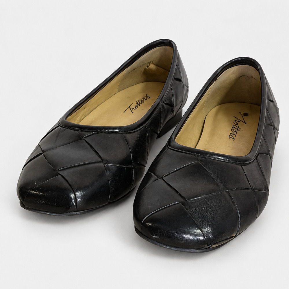Trotters Hanny Women's 6.5W Black Woven Ballet Flats T2125-001 NIB